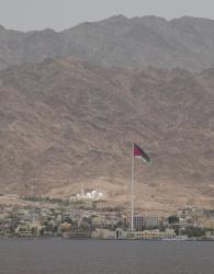 Large Jordanian flag over Aqaba